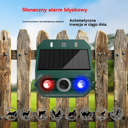 【50% OFF】🔥🐦️Odstraszacz ptaków ultradźwiękowy zasilany energią słoneczną do użytku na zewnątrz z migającym światłem podczerwonym, z czerwoną i niebieską diodą LED