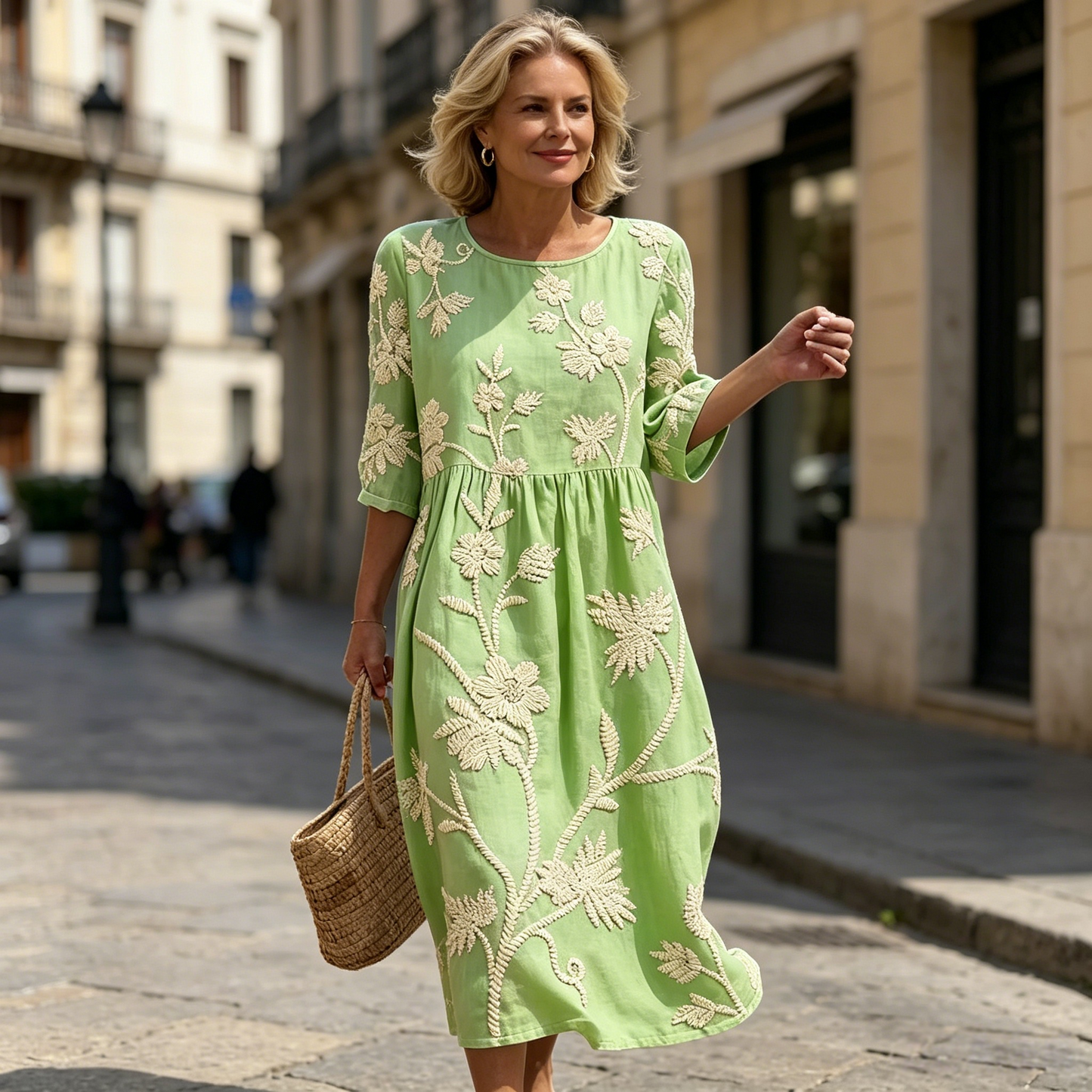 🔥Hit Sprzedaży 【Rabat 50%】✨ 【S–5XL】 Sukienka damska z okrągłym dekoltem i nadrukiem. Przewiewna, wygodna i modelująca sylwetkę.