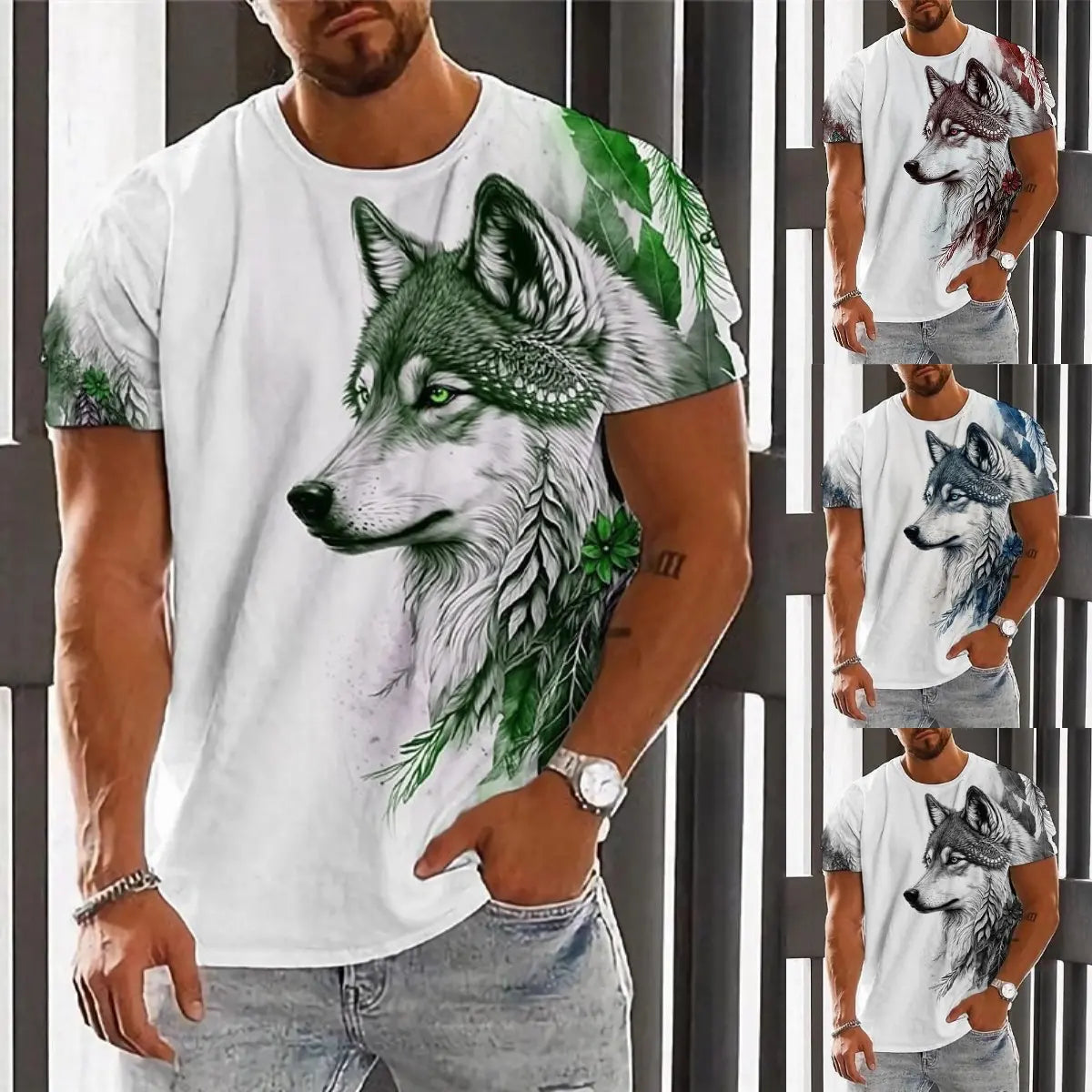 💥👕【M-6XL】🌹🏆Ljetni novi proizvod 2026. - Muška majica kratkih rukava s printom vukova - Pamuk ugodan za kožu, mekan i prozračan