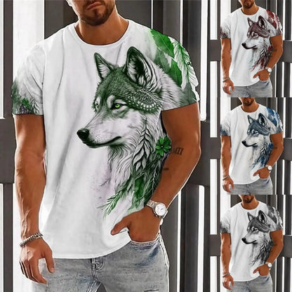 💥👕【M-6XL】🌹🏆Ljetni novi proizvod 2026. - Muška majica kratkih rukava s printom vukova - Pamuk ugodan za kožu, mekan i prozračan