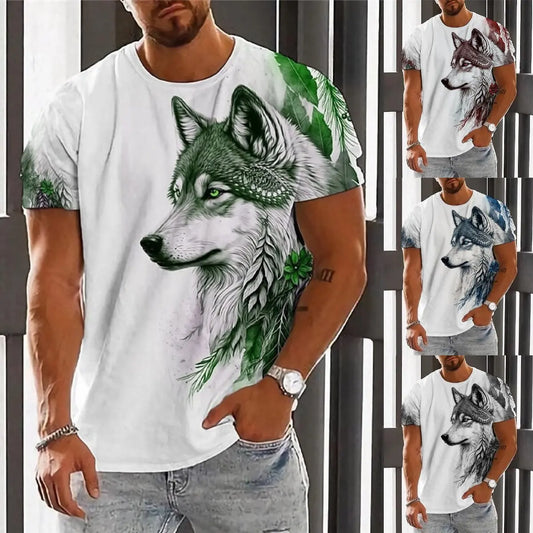 💥👕【M-6XL】🌹🏆Ljetni novi proizvod 2026. - Muška majica kratkih rukava s printom vukova - Pamuk ugodan za kožu, mekan i prozračan