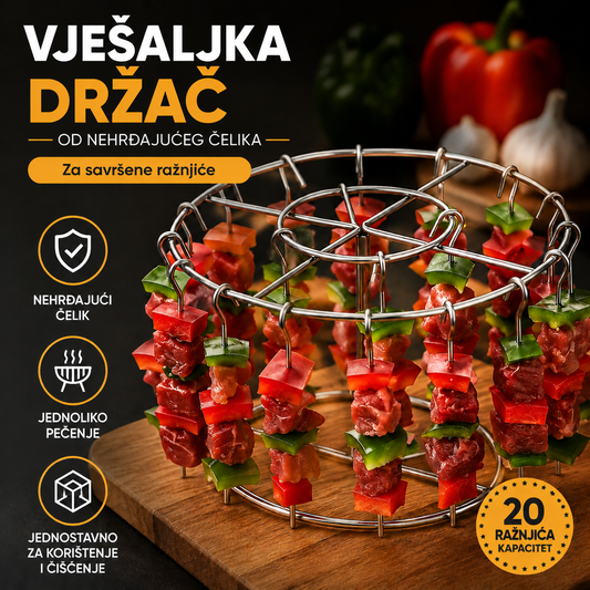 🔥Rešetka za roštilj friteze na vrući zrak | Ravnomjerno zagrijavanje od 360° za hrskave i sočne ražnjiće! 🍢