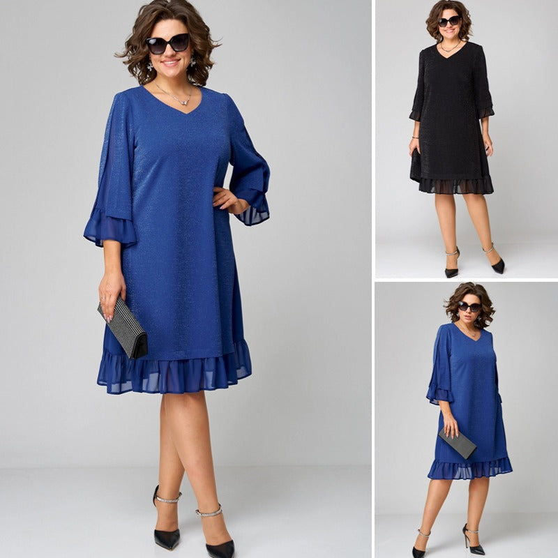 ✨️【S-5XL】💃2025 rochie nouă, de înaltă calitate, elegantă și confortabilă, de culoare uni