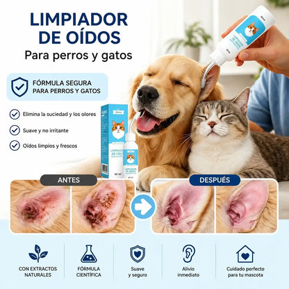 🐶🐱 Limpiador de oídos para aliviar la picazón en los oídos de perros y gatos.