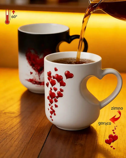 📢📢50% zniżki!!! ⏰ Ceramiczny kubek na Walentynki z uchwytem w kształcie serca, który zmienia kolor💝✨