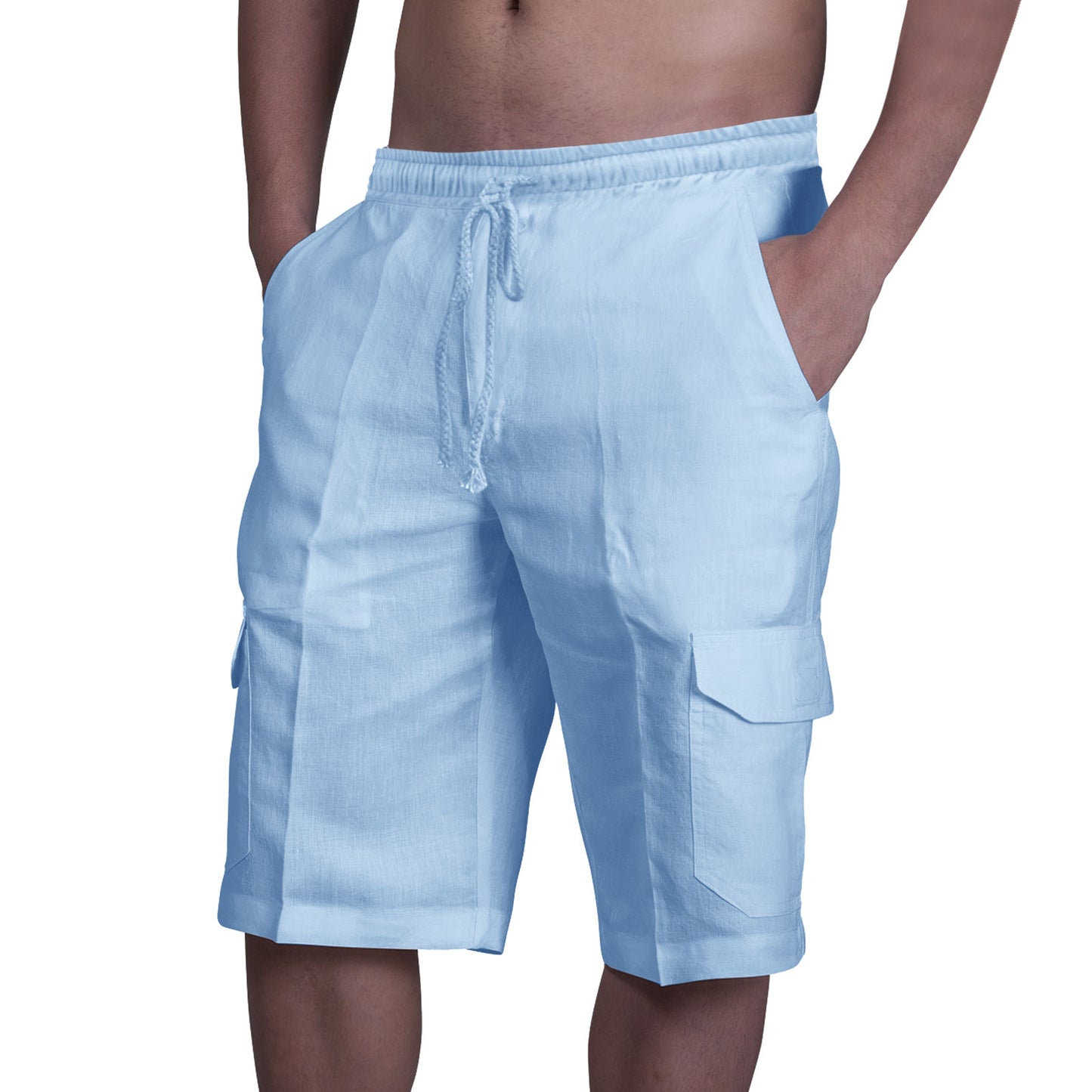 👖⛵ 50% zniżki 🔥【50–100 kg】Męskie lniane spodenki cargo ze ściągaczami i wieloma kieszeniami ✅️Płatność przy odbiorze