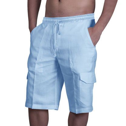 👖⛵ 50% zniżki 🔥【50–100 kg】Męskie lniane spodenki cargo ze ściągaczami i wieloma kieszeniami ✅️Płatność przy odbiorze