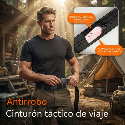 🔥【Longitud： 130 cm】Cinturón de viaje táctico con bolsillo oculto para dinero