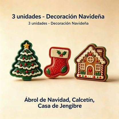⌛【1 juego 3 piezas】 🥧🎄Colección de mini moldes para pasteles navideños con 9 diseños | Moldes reutilizables con relieve para dar forma a pasteles navideños detallados con forma de Papá Noel, muñeco de nieve, reno y árbol de Navidad⛄