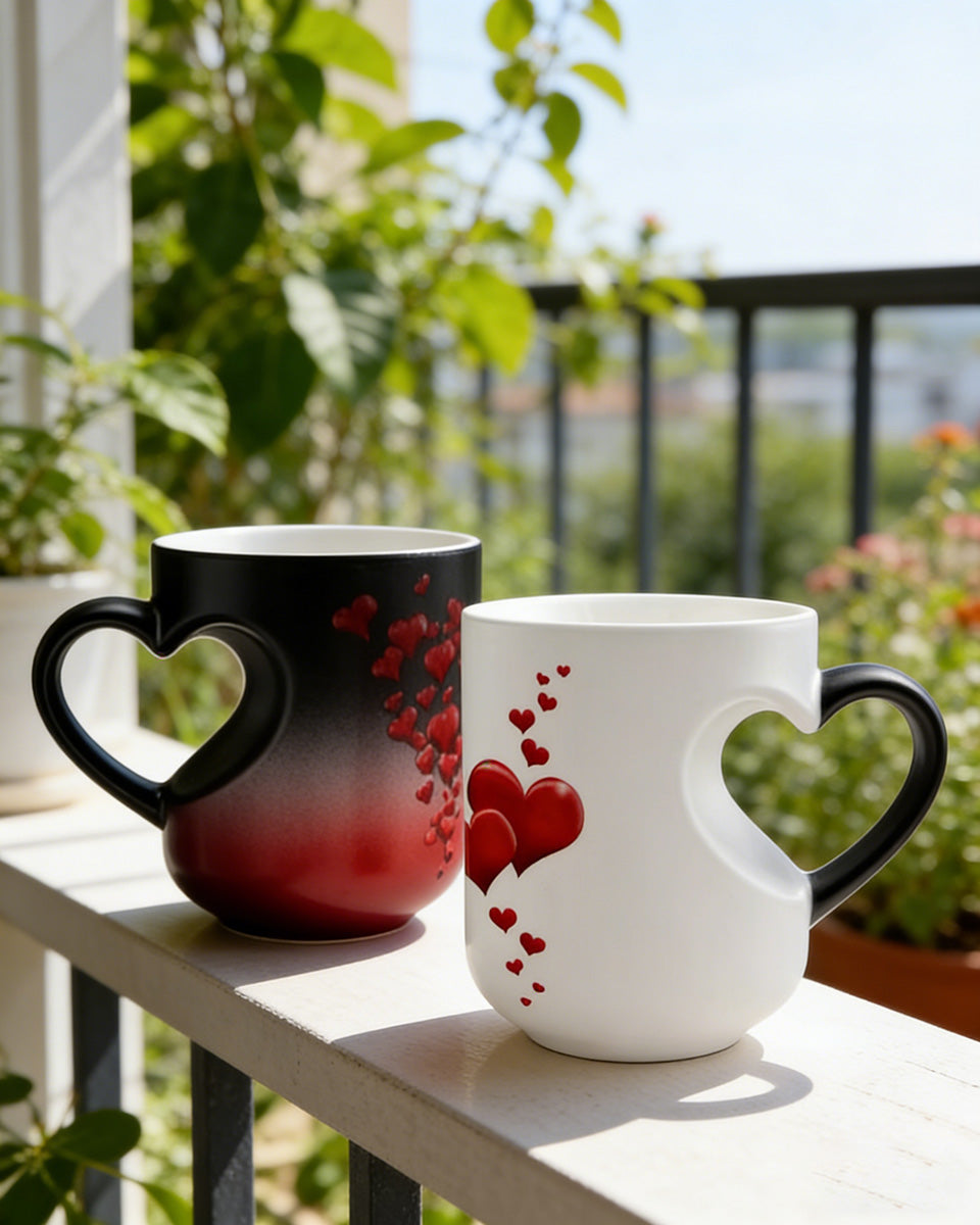 【Kup 1 dostać 1 za darmo】Ceramiczny kubek na Walentynki z uchwytem w kształcie serca, który zmienia kolor💝✨