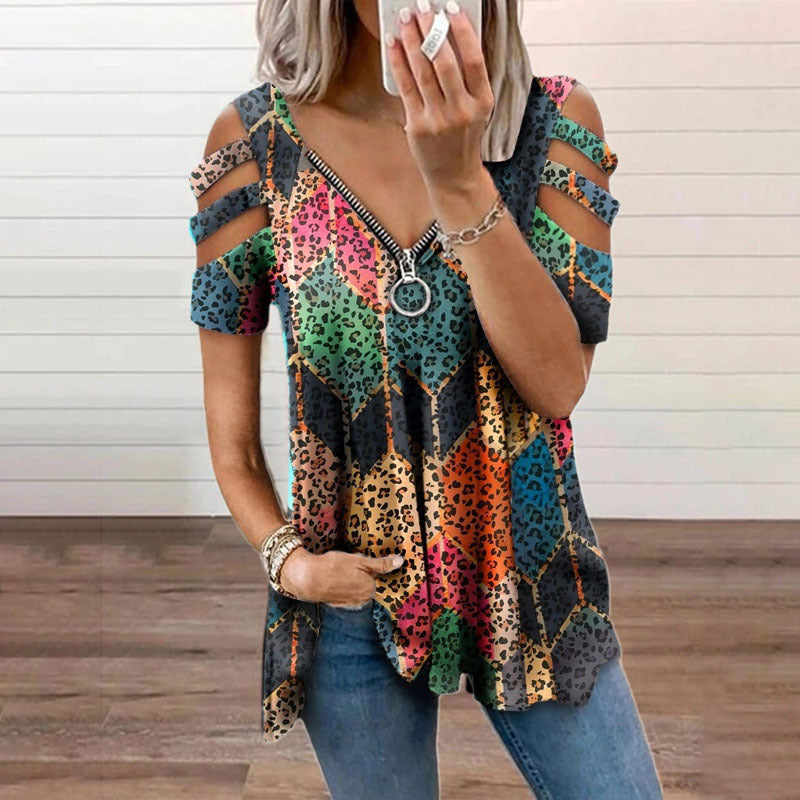 🔥【Rabat 50%】👕【S-5XL】 Damskie letnie topy seksowne wygodne luźne dopasowane bawełniane z dekoltem V