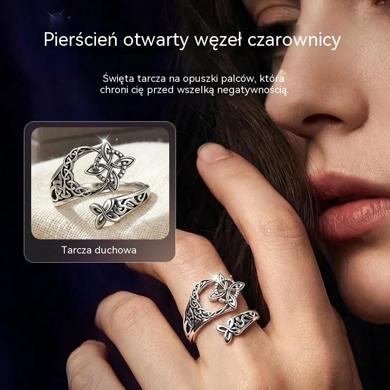 Srebrny pierścień z węzłem celtyckim S925, kup jeden, otrzymaj drugi za darmo