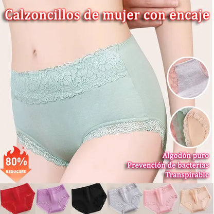 💞【Compra 3 y llévate 3 gratis】🔥Promoción de último día 49 % de descuento🔥Ropa interior de algodón transpirable de cintura alta sin costuras para mujer