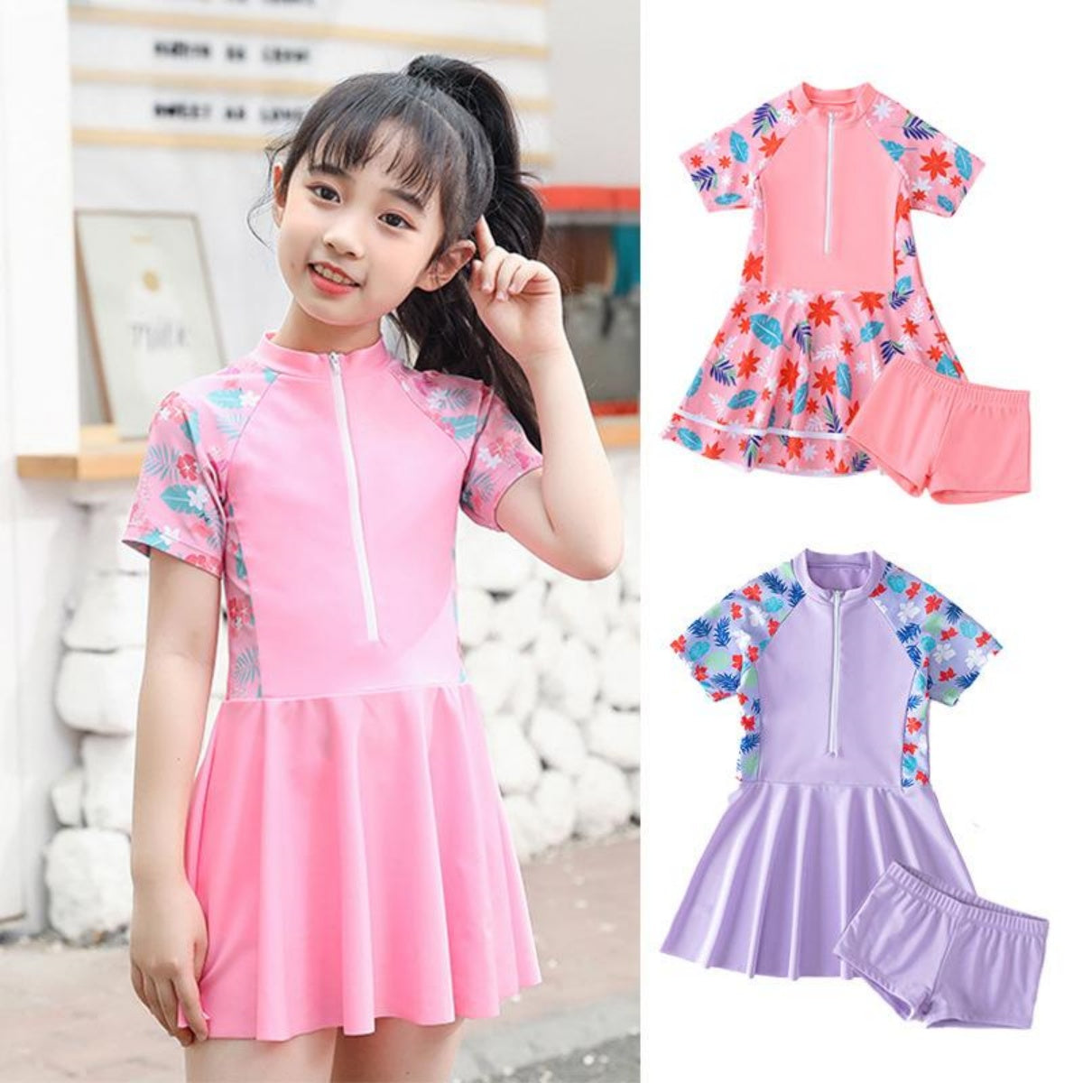 👗【100-160cm】Dwuczęściowy strój kąpielowy dla dziewczynek, szybkoschnący i przewiewny, idealny na lato