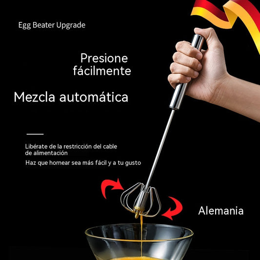 25€【 Conjunto de 2 piezas】Batidor de huevos semiautomático de acero inoxidable
