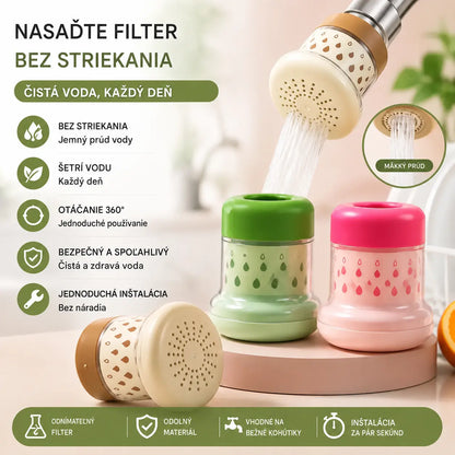 💦 Vodovodný filter odolný voči striekajúcej vode – 360° – Šetrí vodu viac a je efektívnejší, lepšie výsledky umývania
