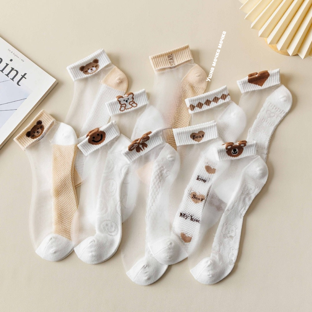 🧦Opakowanie 10 par🧦✨ Nowe letnie, wyjątkowo cienkie, modne skarpety z jedwabiu lodowego – chłodne, oddychające i nie uciskające.
