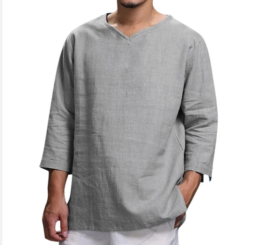 🌿【M-4XL】 Cămașă respirabilă pentru bărbați, din bumbac și in, de primăvară 2025 3916960