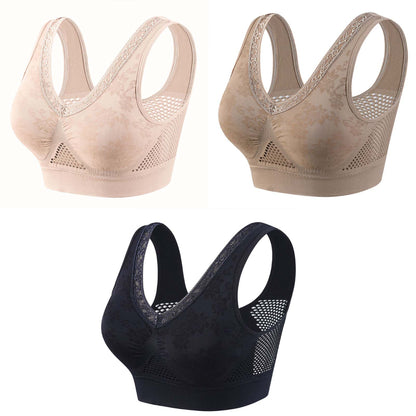 😍❤️Plus Size 40-120 kg【3 ks】✨Dámska čipkovaná podprsenka s vysokou oporou a kosticami