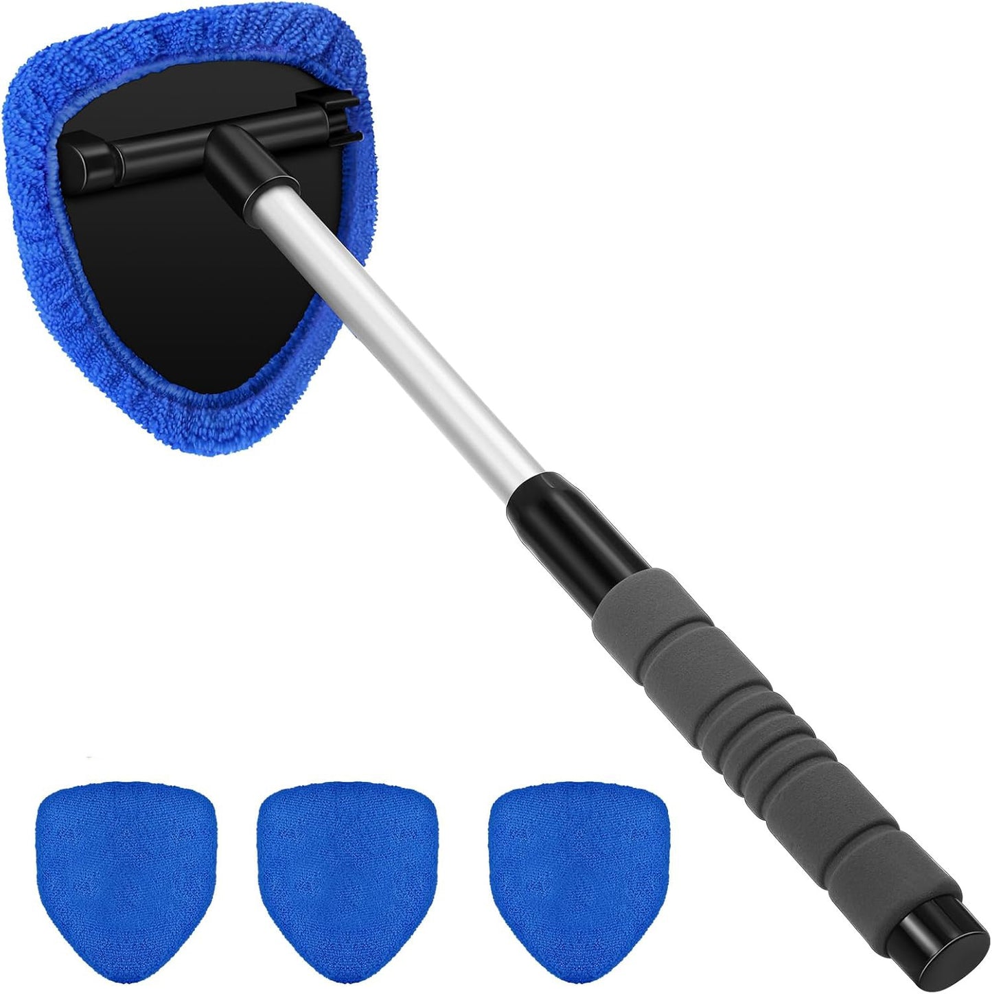 🎁【1 pieza de plástico triangular + 4 fundas de tela】Kit de limpieza de parabrisas de coche - extensible y giratorio 180°