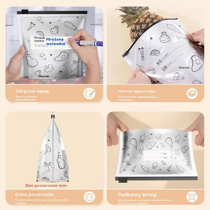 🥩【60 sztuk】Aluminiowa torba spożywcza z zamknięciem strunowym, zapewniająca świeżość i możliwość przechowywania w lodówce w gospodarstwie domowym