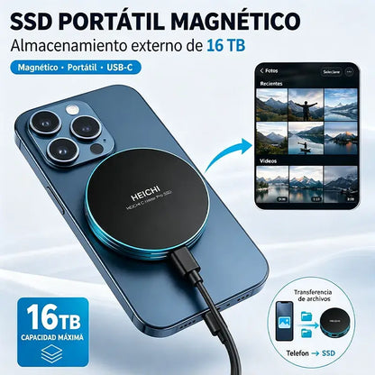 💾⚡【16TB】Disco Duro SSD Portátil Magnético – Alta Velocidad, Compatible con USB-C para Móvil y PC 🧲