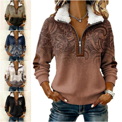 Iznenađenje u ograničenom roku: 50% popusta 🔥🔥 Majica dugih rukava s printom i krznenim kardiganom