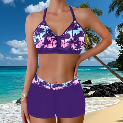 🏖️👙【Ofertă mare】🌴【S-5XL】Set de costume de baie imprimat vacanță pe plajă 2025