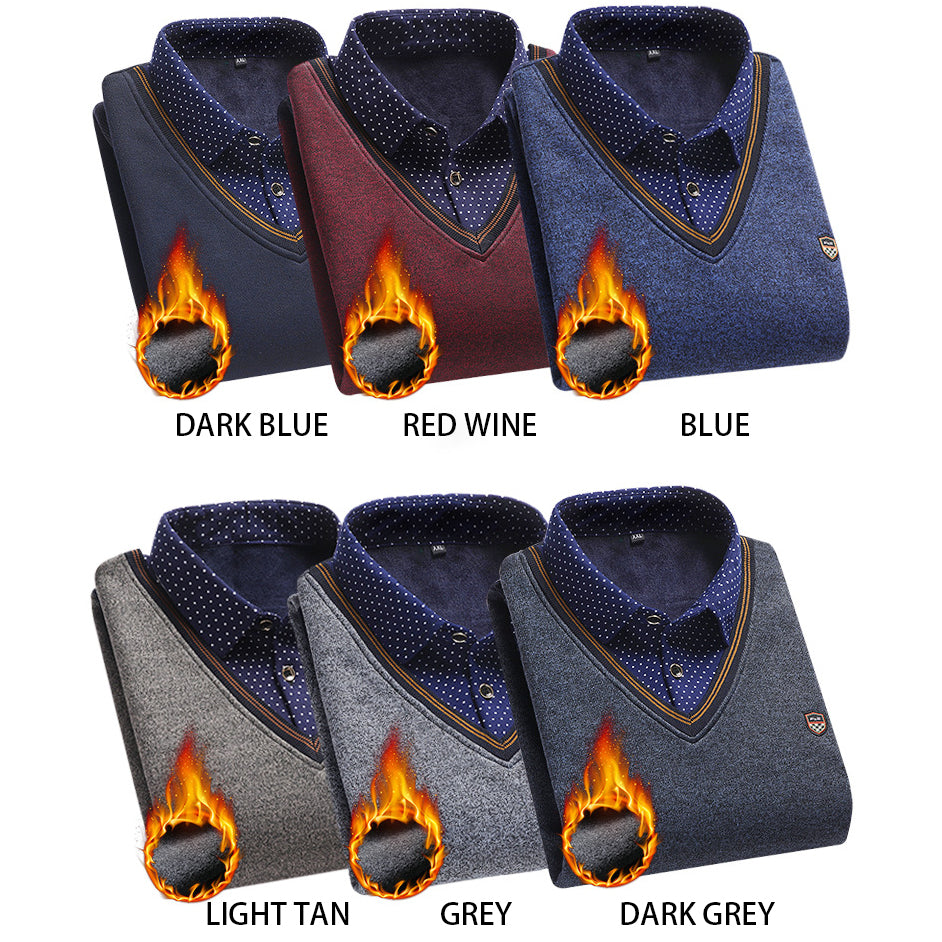 👔 [M-4XL] Nowa męska koszula dzianinowa z aksamitu na jesień/zimę