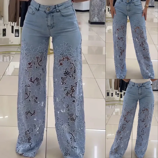 💥 LIQUIDACIÓN DE STOCK 💥👖Vaqueros denim modernos con parches de encaje