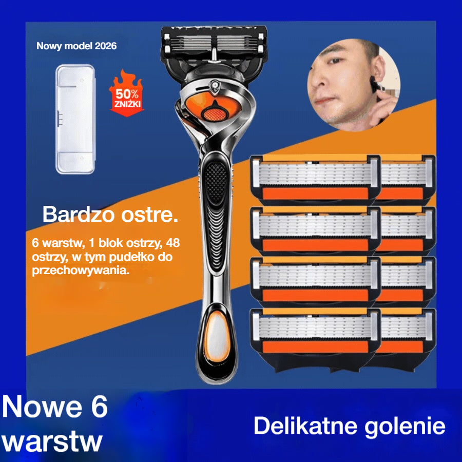 🪒 Zestaw głowic do golarki męskiej + stojak – stal nierdzewna, precyzyjne i gładkie golenie