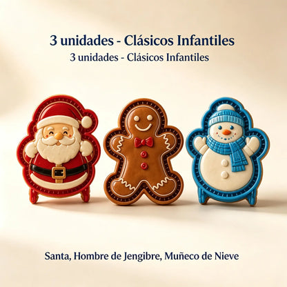 ⌛【1 juego 3 piezas】 🥧🎄Colección de mini moldes para pasteles navideños con 9 diseños | Moldes reutilizables con relieve para dar forma a pasteles navideños detallados con forma de Papá Noel, muñeco de nieve, reno y árbol de Navidad⛄
