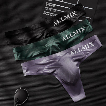 【Paquete de 5】 【M-2XL】Nuevos calzoncillos de seda helada sin costuras de tiro bajo para hombre-【50-90kg】